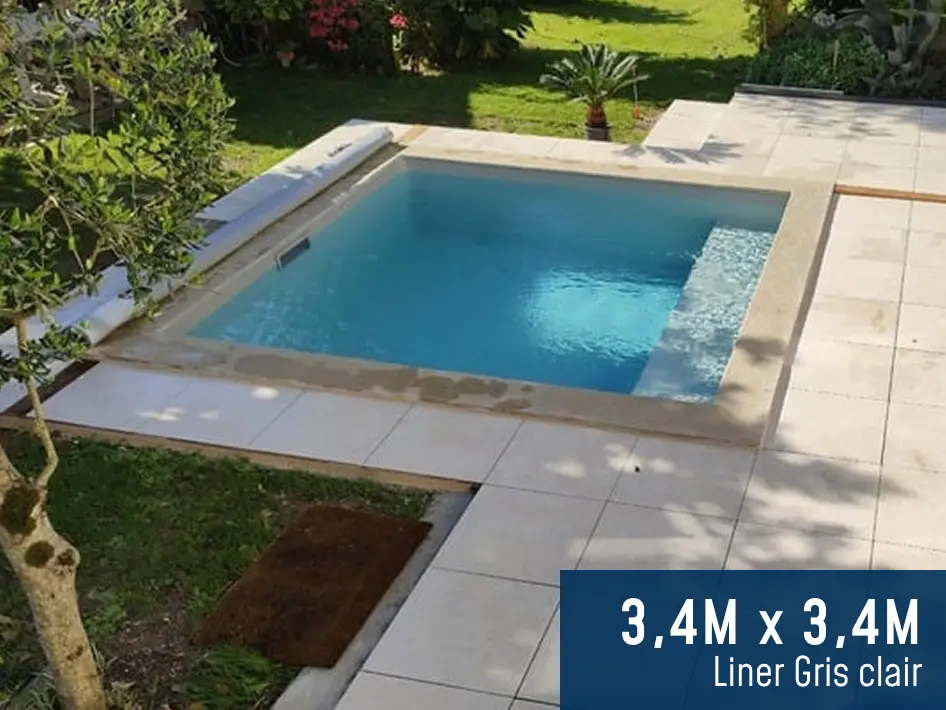 piscine blockto pool accueil 3 4 x 3 4m liner gris clair